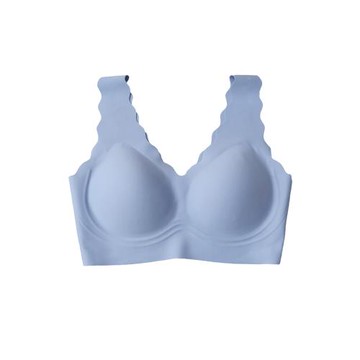 桑蠶絲深V波浪邊無鋼圈文胸 真絲寬肩帶舒適不勒 糖果色運動內衣