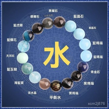 🙏大甲镇澜宫過爐 開光🔥5月初更新-五行屬水的飾品手鏈天然藍水晶海藍寶黑藍色缺水補水喜水手串男女 0熱銷 免運