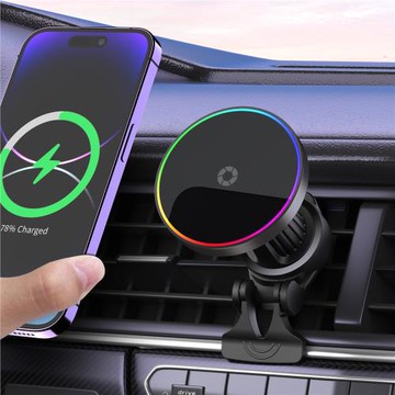 C27RGB車載無線充電器適用于蘋果磁吸手機無線快充支架車載無線充