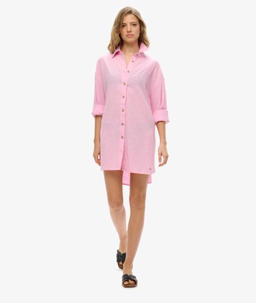 Superdry Women's Ibiza Longline Beach Shirt Pink Size: 4