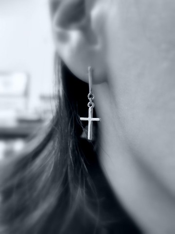 +經典極簡+ 925純銀飾 個性百搭極簡十字架耳環 可單只售