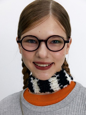 CURLY STRIPE MUFFLER [BLACK]