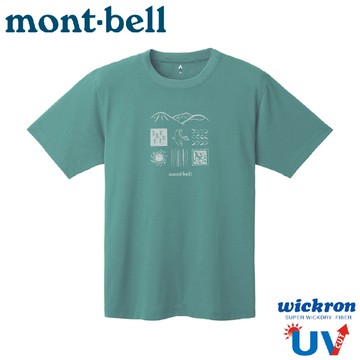 【Mont-Bell 日本 男 WIC.T MOUNTAIN NATURE 短袖排T《藍綠》】1114843/排汗衫/運動衣