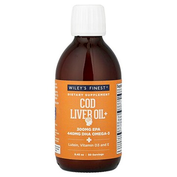 Wiley's Finest, 野生挪威鱈魚肝油+，雨後清橙，8.45 液量盎司（250 毫升）