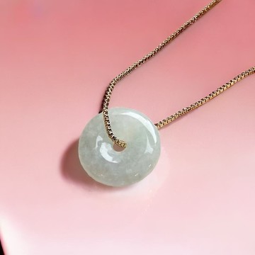 【願‧平安】冰種翡翠平安扣項鍊 | 天然緬甸玉A貨翡翠 | 送禮