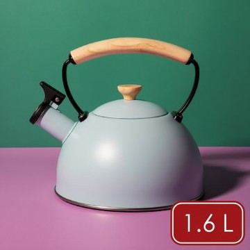 《La Cafetiere》英國 木柄不鏽鋼笛音壺(水藍1.6L) | 煮水壺 燒水壺 不鏽鋼水壺