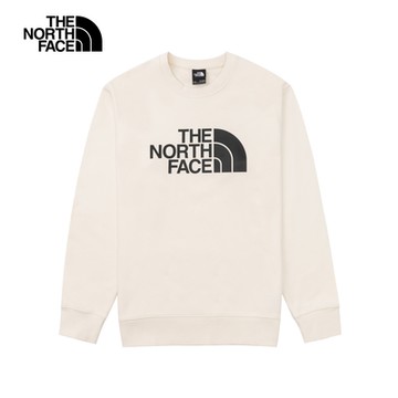 The North Face 官方旗艦 北面男款米白色品牌LOGO印花長袖大學T｜8AT7QLI