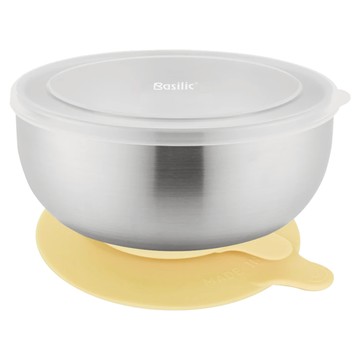 Basilic 貝喜力克 不鏽鋼吸盤碗 附防塵蓋 304加厚不鏽鋼 雙層真空隔熱 平面可拆吸盤  顏色隨機  1個