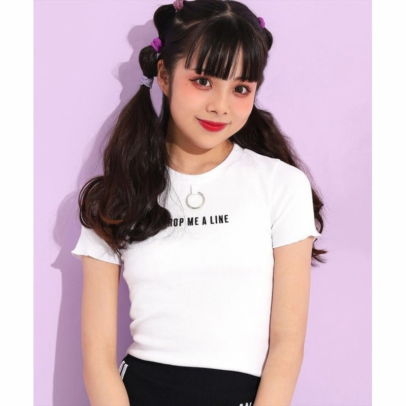 Anap Girl アナップガール テレコリング付トップス キッズ ホワイト 通販 Lineポイント最大1 0 Get Lineショッピング