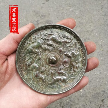 知善堂仿古青銅鏡古董古玩銅器古代青銅鏡傳世美品宋代古銅鏡推薦
