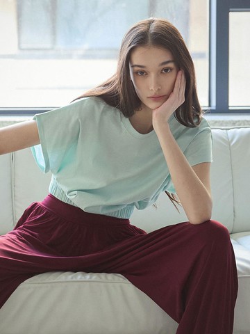 Loose Cap Sleeve Yoga Wear (DEVI-TS0030) [GREEN]