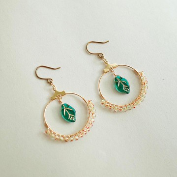 自然色調 Green tea . dark / 清新綠茶 針式 夾式耳環