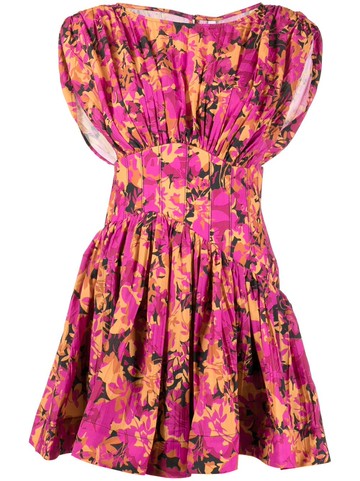 Acler - Clifton pleated flower-print dress - women - Polyester - 16 - Multicolour