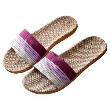 西格傢飾 波希米亞麻室內居家防滑拖鞋  M(39~40)  紫色  1雙