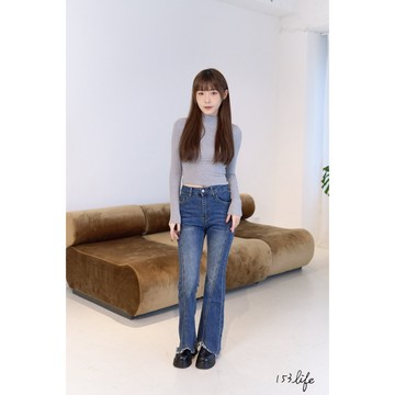 刷舊細長腿抽鬚喇叭牛仔褲(S-XXL)(淺藍/深藍) 153life pt1144