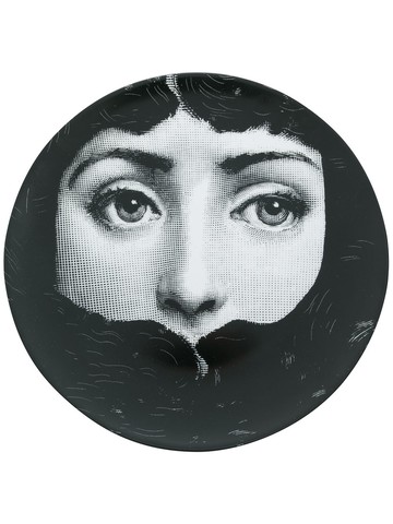 Fornasetti - face print plate - unisex - ceramic - One Size - Black