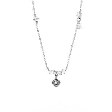 [純銀] 微光玫影鎖骨鍊 / 2色 / Shimmering Rose Necklace