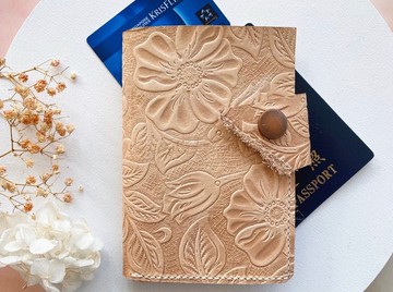 沖繩牛革 國際車牌護照套