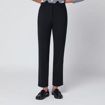 Black wool-blend trousers