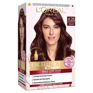 L'OREAL PARiS 巴黎萊雅 優媚霜三重護髮染髮霜 4.26  紫紅棕色  1個