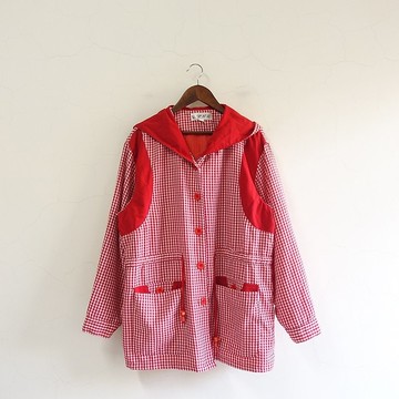 │Slowly│ 小格紋.連帽/古著外套 │vintage.復古.文藝