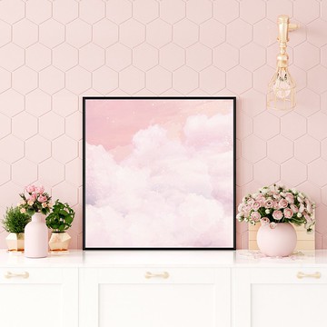 浪漫粉色雲朵 - 夢幻粉色掛畫/情人節禮物/週年紀念