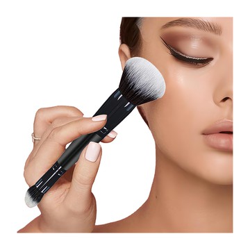 AHOYE 雙頭遮瑕粉底刷 柔軟纖維毛 輕巧便攜  單一顏色  ​單一顏色  1支