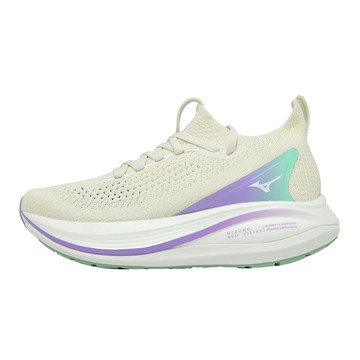 Mizuno 美津濃 慢跑鞋 Neo Vista 2 女鞋 米色 紫 襪套式 厚底 路跑 運動鞋 J1GD2534-74