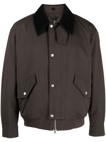 STUDIO TOMBOY - contrast-collar bomber jacket - men - Polyester/Rayon/Polyester/Polyurethane/Polyester - L - Brown