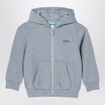 Grey cotton blend zip sweatshirt with logo