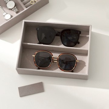 輕奢風絨面首飾收納盒(3分格款) 單一規格