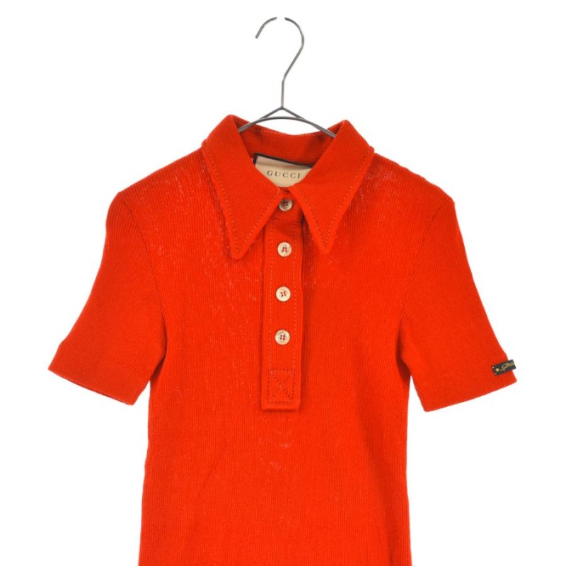 GUCCI グッチ KNIT POLO SHIRTS 644280 オレンジ ニットポロシャツ レディース 半袖カットソー | LINEブランドカタログ