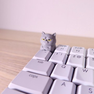 貓咪不爽鍵帽, 3D列印公仔鍵帽,厭世表情灰貓,機械鍵盤裝飾