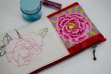 拼接刺繡玫瑰小包化妝包