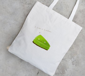 BirdddLand原創手繪抹茶蛋糕 可愛環保袋 I Like U So Matcha