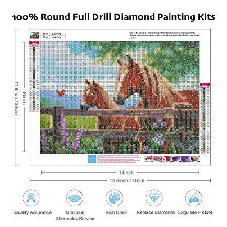 Horse Diamond Painting Art Kits for Adults and Kids,5D Diamond Painting Horse Kits for Adults and Kids, Diamond Art Horse Kits for Home Wal 並行輸入品