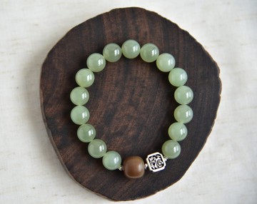 【問秋】天然和田玉青海料晴水禪意文藝氣質手串