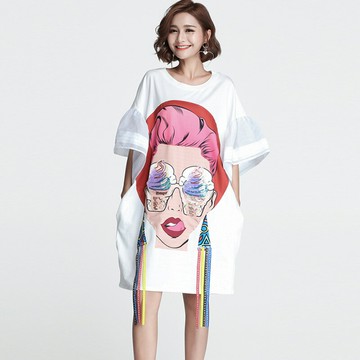 【巴黎精品】現貨+預購 女短洋裝寬鬆連身裙大尺碼長裙連衣裙A字裙休閒大碼女裝-喇叭袖流蘇女裙子2色a1eq16