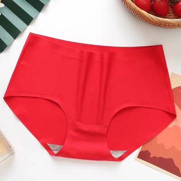 特大碼內褲女胖mm200斤冰絲無痕棉襠中腰加肥加大本命年紅色褲頭