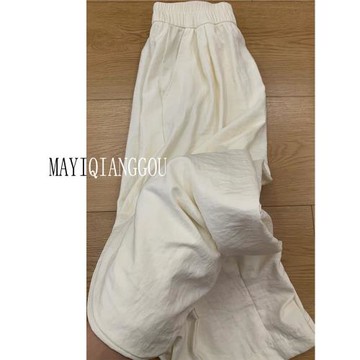 175高個子加長白色冰絲山本褲女夏高腰慵懶肌理感拖地闊腿空氣褲