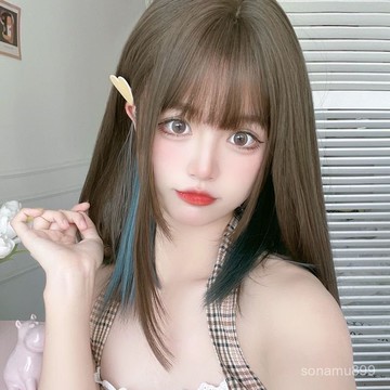 髮飾館🥇假髮女長直髮掛耳染整頂髮套仿真人髮絲氣質假髮片挑染中長頭套自然 逼真 造型裝扮 修飾臉型 新款 增加髮量