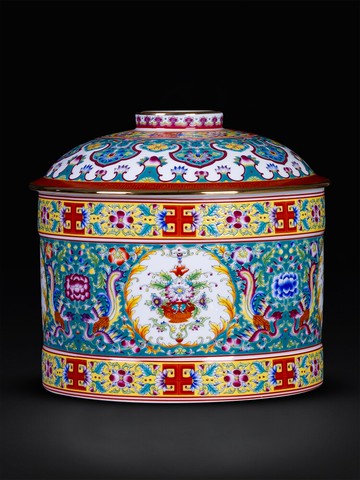 琺瑯彩陶瓷茶葉罐醒茶白茶普洱茶餅罐帶蓋密封防潮大號儲物罐擺件