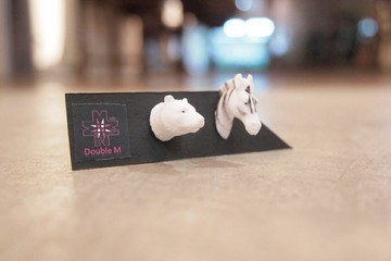 臺灣原創 Double M 魔幻動物頭耳環-北極熊斑馬篇