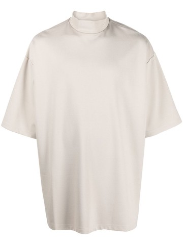 GmbH - logo-embroidered mandarin-collar T-shirt - men - Viscose/Polyamide/Spandex/Elastane - M - Neutrals