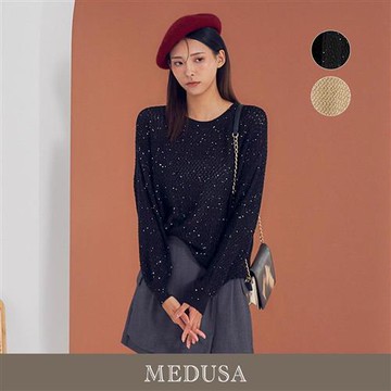 現貨【MEDUSA 曼度莎】Icare 金屬絲混紡後釦粗針織上衣 - 2色（F）｜女上衣 針織衫 毛衣 長袖上衣