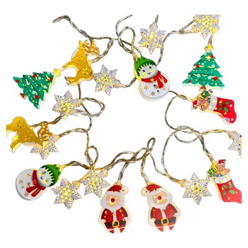 摩達客 20燈LED鐵片造型彩繪聖誕款雪花片綜合燈串 USB插座  暖白光  1組