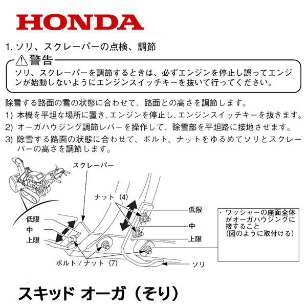 HONDA 除雪機 ホンダ 純正部品 オーガ スキッド(そり) 1台分 2個セット