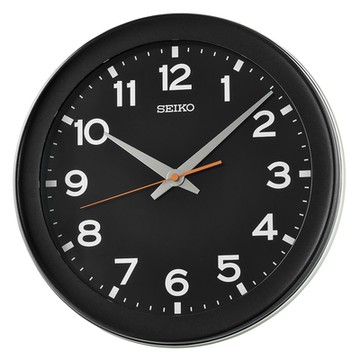 SEIKO 精工 工業風 滑動式秒針靜音掛鐘 時鐘-黑框 QXA835K_SK045