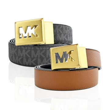 MICHAEL KORS 金釦鏤空LOGO雙面皮帶(多色選)