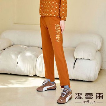 MYVEGA麥雪爾 金蔥印花休閒套裝九分褲-柑